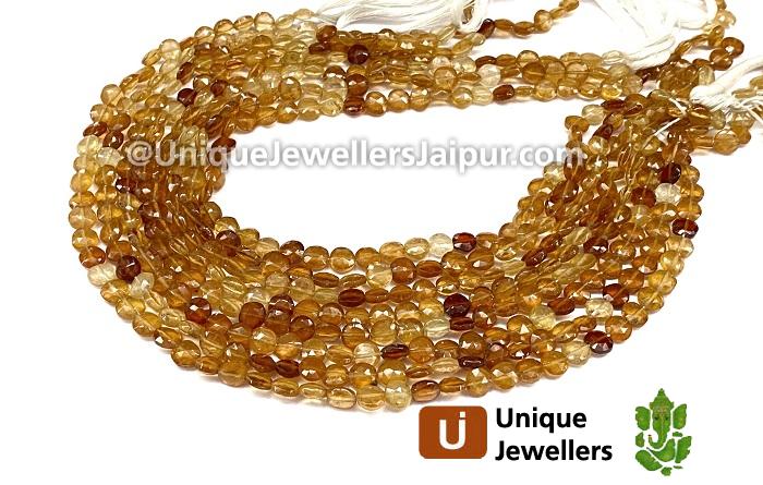 Hessonite Faceted Coin Beads