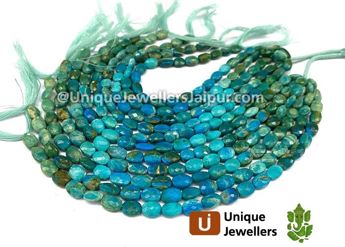 Natural Blue Opalina Shaded Faceted Oval Beads