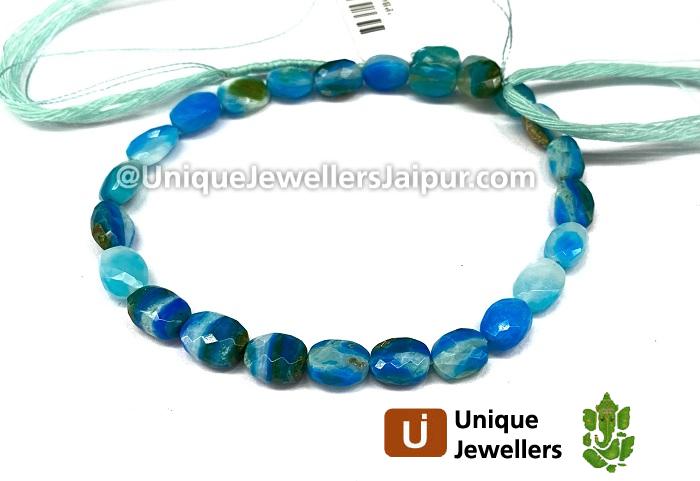 Natural Blue Opalina Faceted Oval Beads