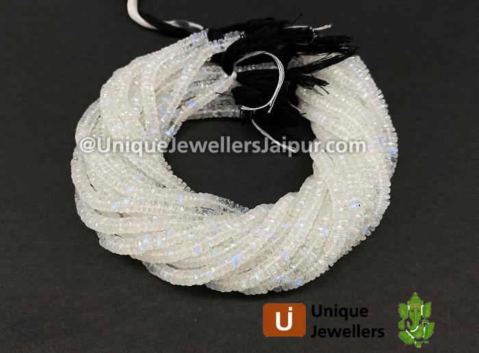 Rainbow Moonstone Far Faceted Tyre Beads