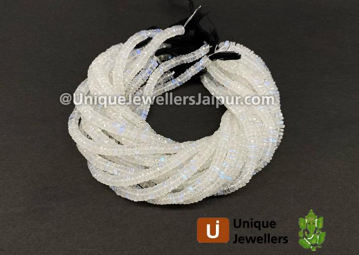 Rainbow Moonstone Far Faceted Tyre Beads