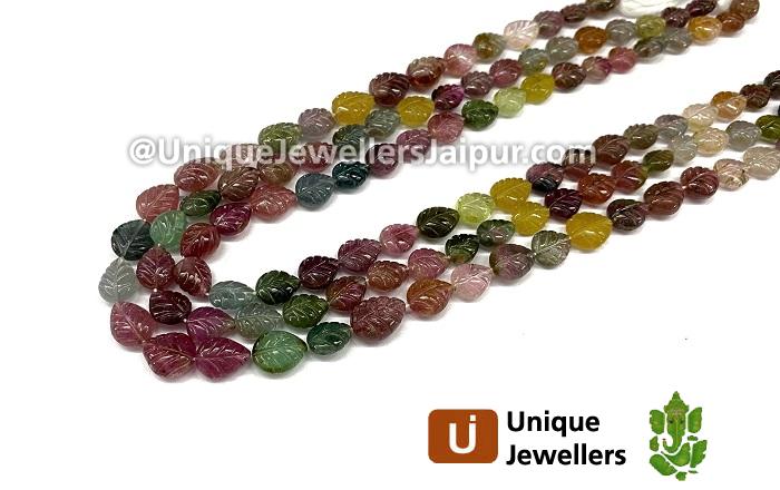 Tourmaline Far Carved Leaf Beads