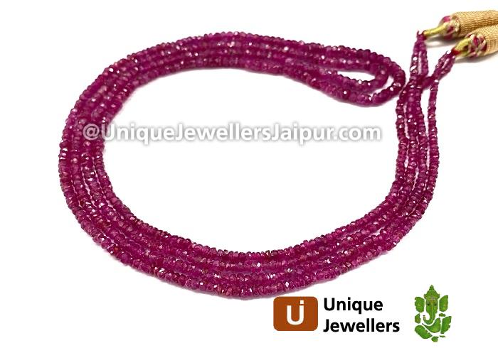 Natural Pink Sapphire Faceted Roundelle Beads