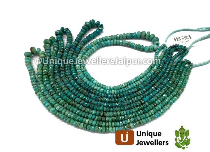 Natural Green Turquoise Faceted Roundelle Beads