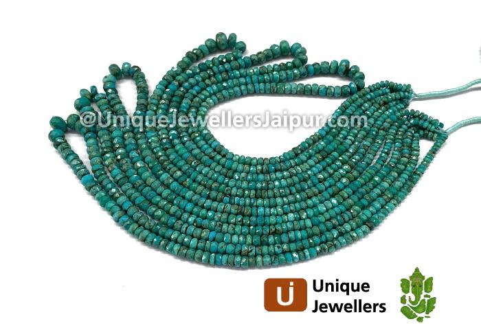 Natural Greenish Blue Turquoise Faceted Roundelle Beads