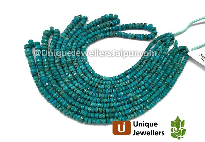 Natural Blue Turquoise Faceted Roundelle Beads