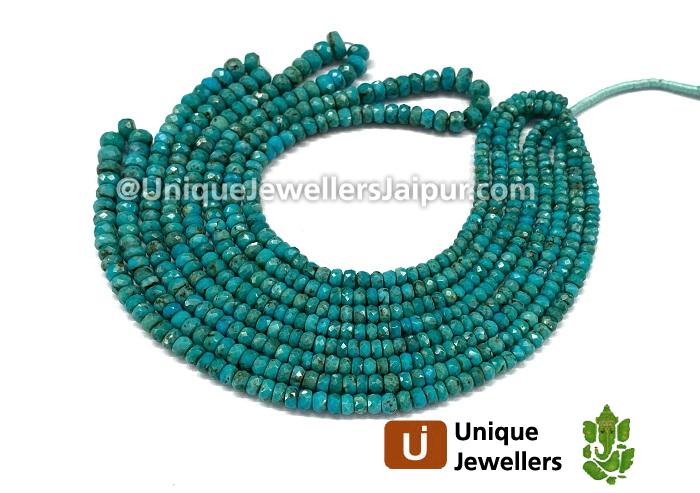 Natural Blue Turquoise Faceted Roundelle Beads