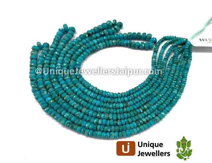 Natural Sky Blue Turquoise Faceted Roundelle Beads
