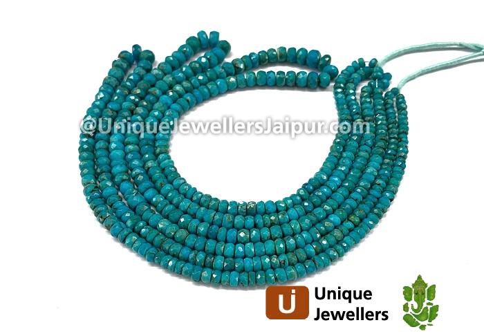 Natural Blue Turquoise Faceted Roundelle Beads