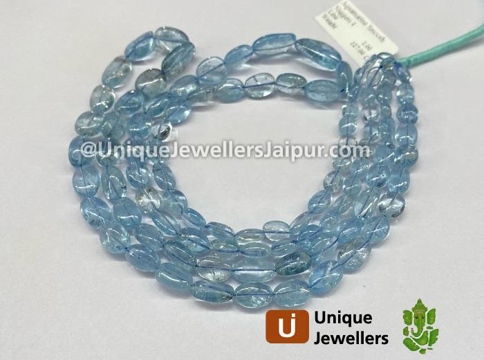 Aquamarine Smooth Oval Nugget Beads