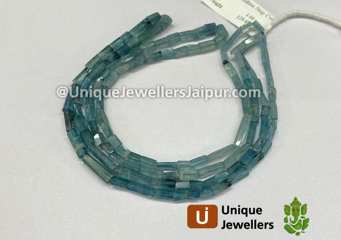 Blue Tourmaline Step Cut Pipe Beads