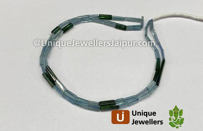 Blue Tourmaline Shaded Step Cut Pipe Beads