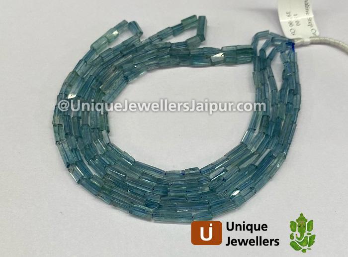 Blue Tourmaline Step Cut Pipe Beads