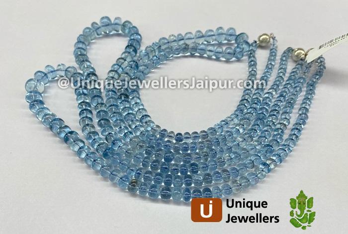 Deep Aquamarine Smooth Roundelle Beads