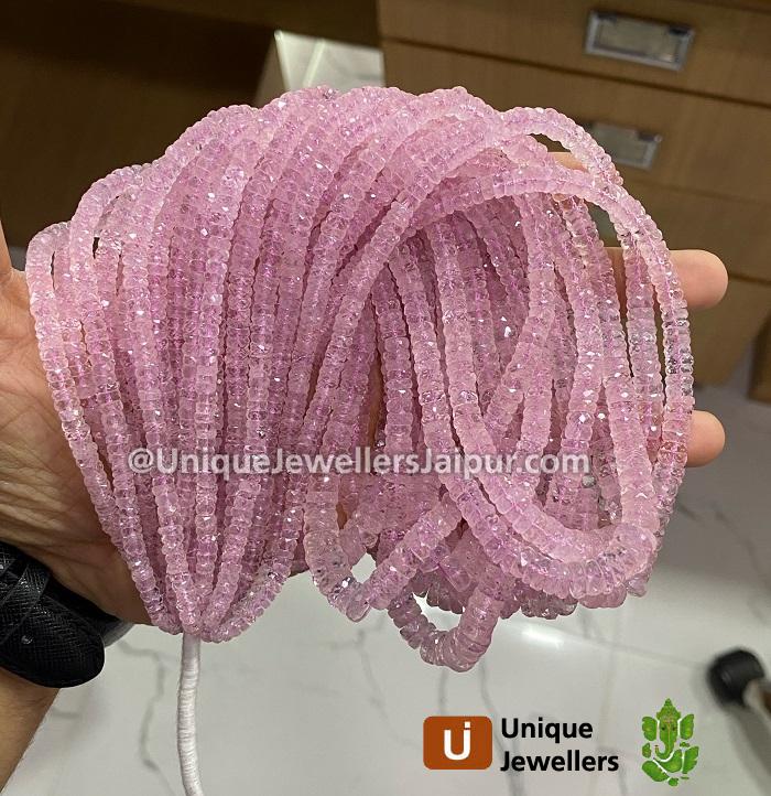 Pink Morganite Faceted Tyre Beads