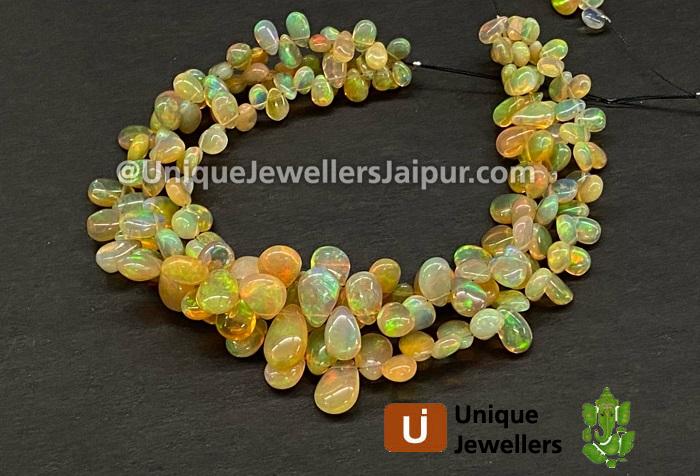 Orange Ethiopian Opal Smooth Pear Beads