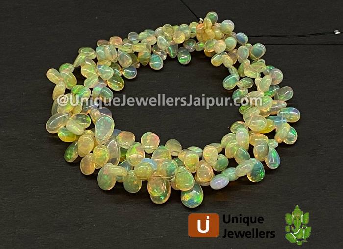 Yellow Ethiopian Opal Smooth Pear Beads