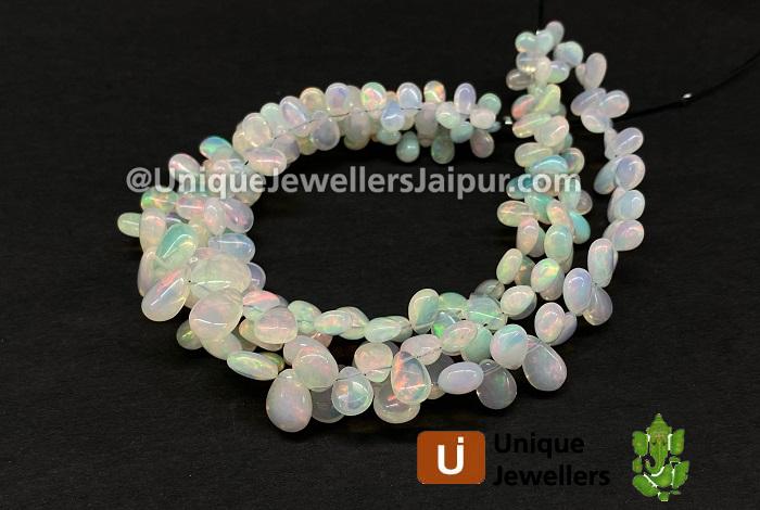 White Ethiopian Opal Smooth Pear Beads
