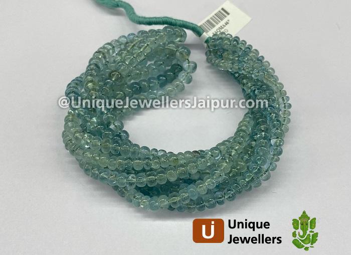 Green Aquamarine Smooth Roundelle Beads