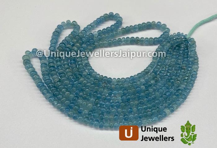 Deep Blue Milky Aquamarine Smooth Roundelle Beads