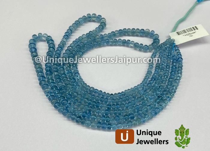 Deep Blue Aquamarine Smooth Roundelle Beads