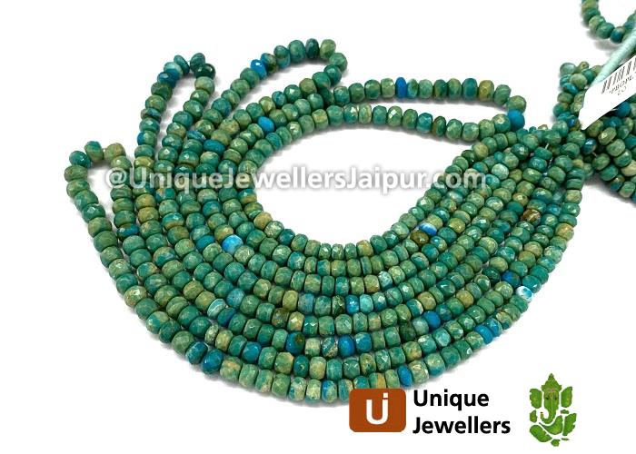 Natural Blue Opalina Far Faceted Roundelle Beads