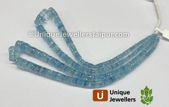 Aquamarine Faceted Tyre Beads