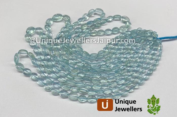 Milky Aquamarine Smooth Oval Nugget Beads