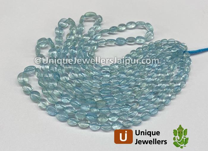 Milky Aquamarine Smooth Oval Nugget Beads