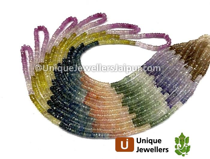 Multi Sapphire Faceted Roundelle Beads