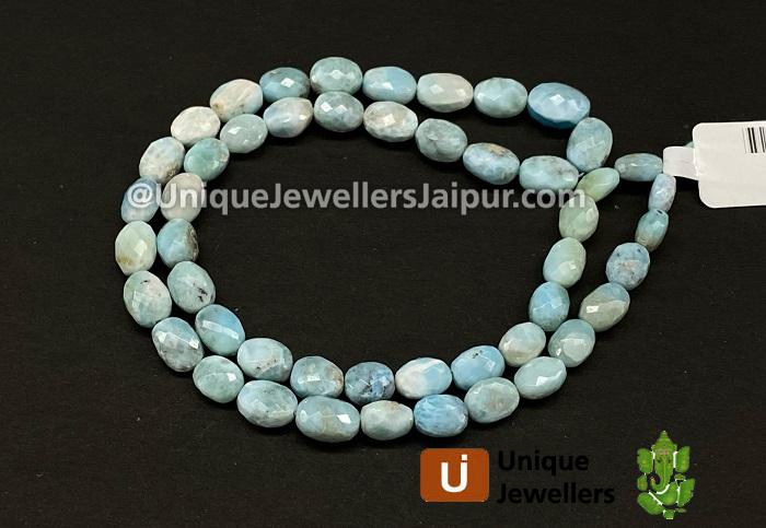 Larimar Faceted Oval Beads