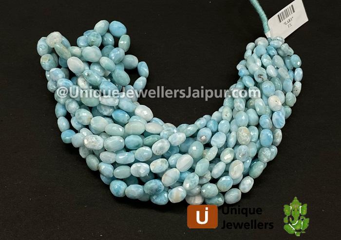 Larimar Faceted Oval Beads