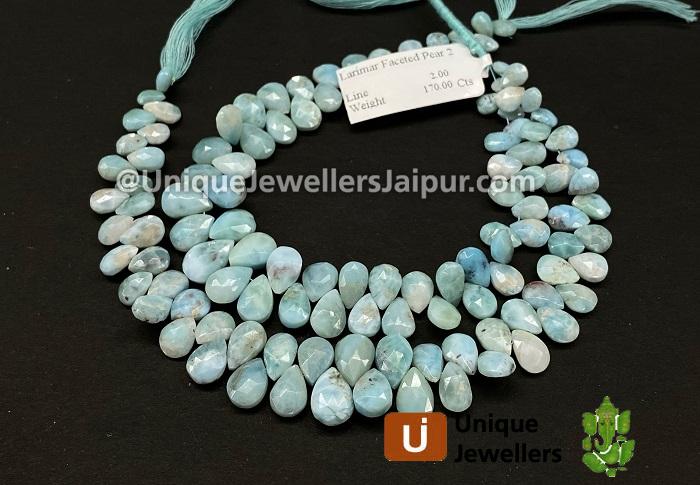 Larimar Faceted Pear Beads