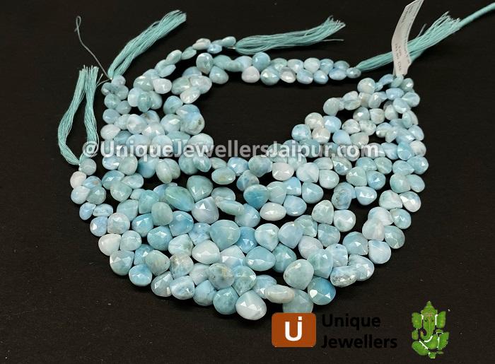 Larimar Far Faceted Heart Beads