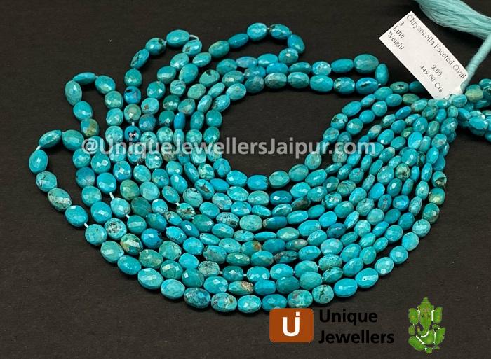 Sky Blue Chrysocolla Faceted Oval Beads