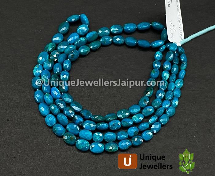 Deep Blue Chrysocolla Faceted Oval Beads