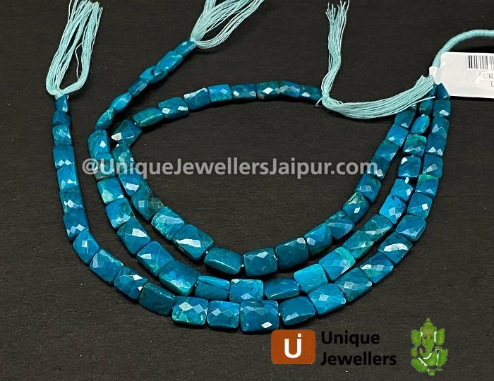 Deep Blue Chrysocolla Far Faceted Chicklet Beads