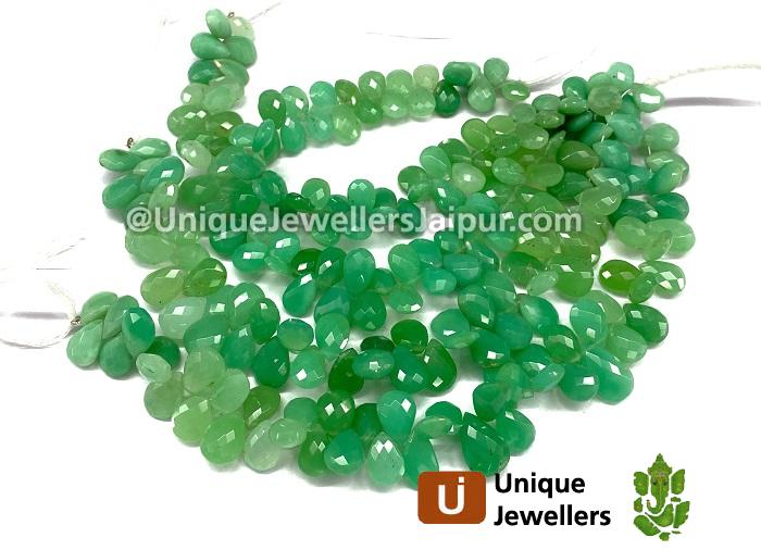 Chrysoprase Shaded Far Faceted Pear Beads