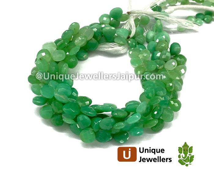 Chrysoprase Shaded Faceted Heart Beads