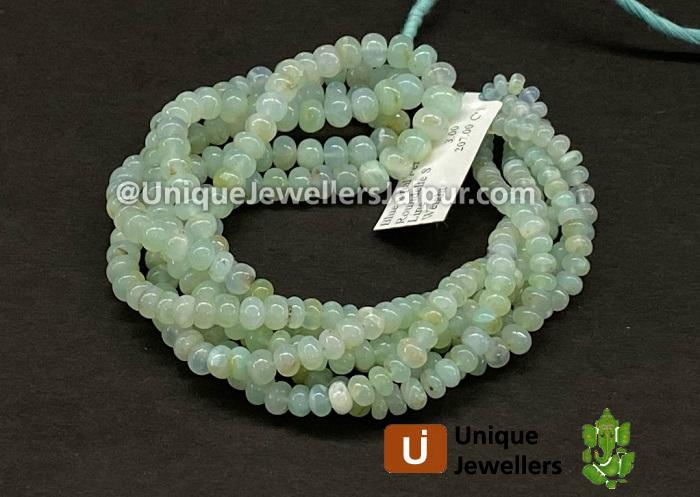 Natural Peruvian Blue Opal Smooth Roundelle Beads