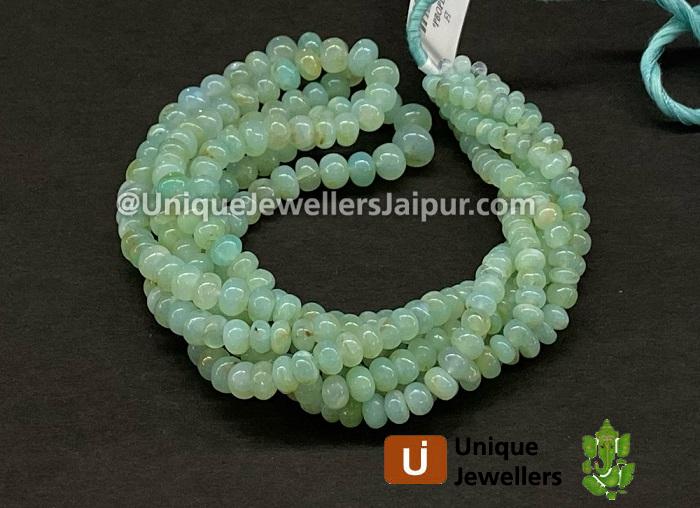 Natural Peruvian Blue Opal Smooth Roundelle Beads