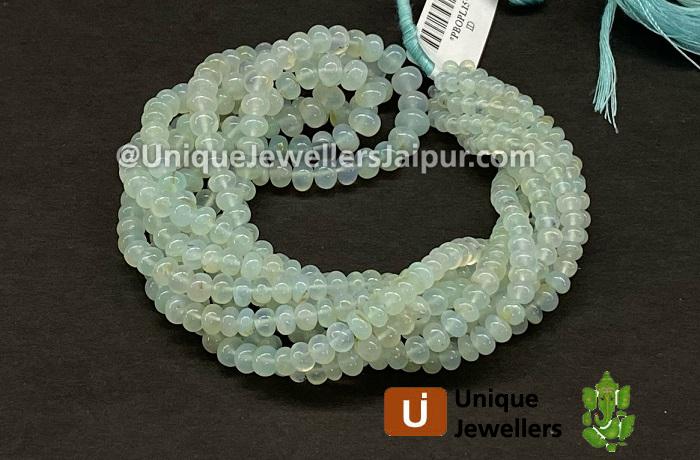 Natural Peruvian Blue Opal Smooth Roundelle Beads