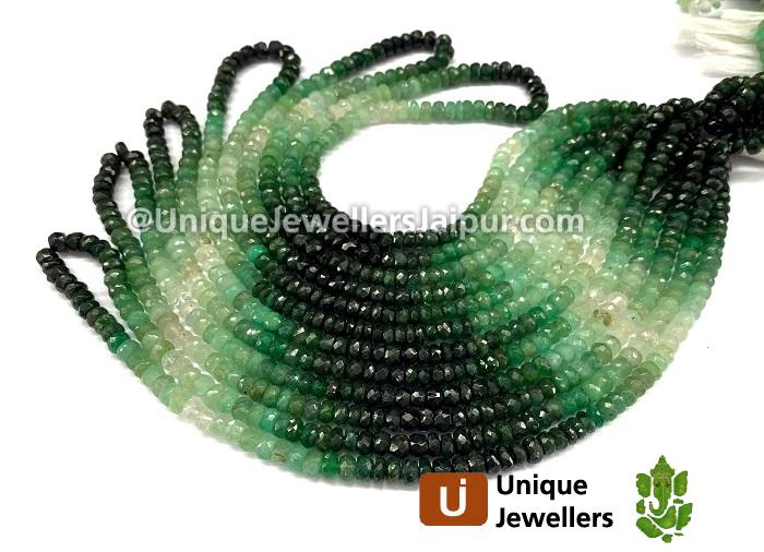 Emerald Shaded Faceted Roundelle Beads