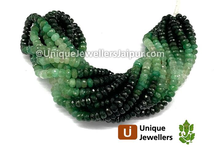 Emerald Shaded Far Faceted Roundelle Beads