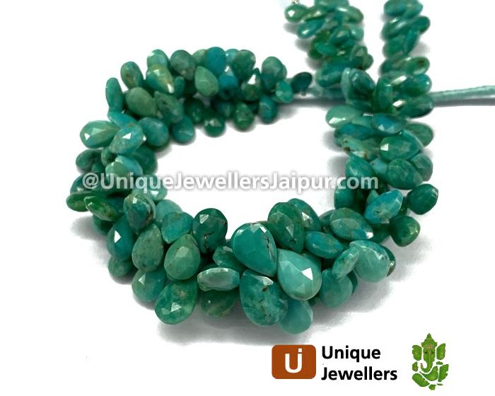 Natural Greenish Blue Turquoise Faceted Pear Beads