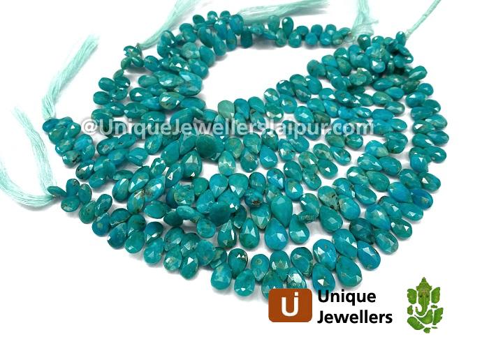 Natural Greenish Blue Turquoise Faceted Pear Beads