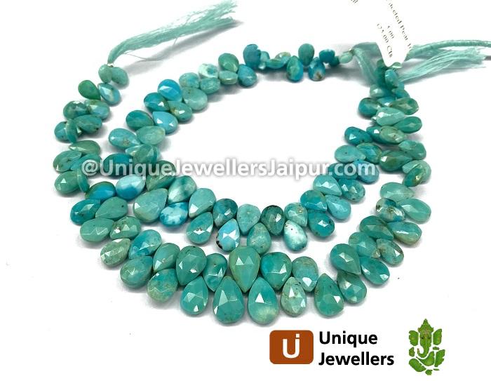 Natural Blue Turquoise Faceted Pear Beads