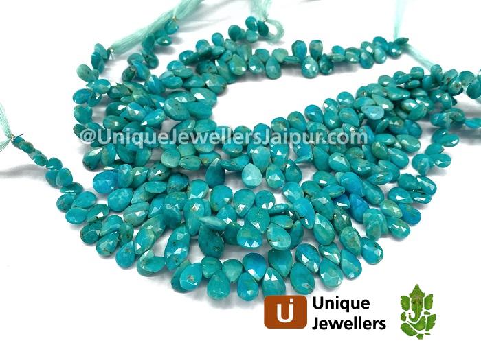 Natural Blue Turquoise Faceted Pear Beads