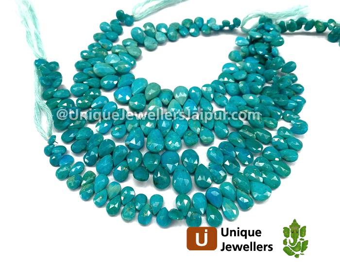 Natural Blue Turquoise Faceted Pear Beads