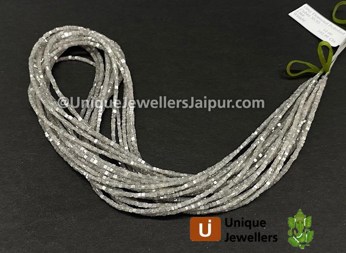 Grey Diamond Faceted Cube Beads